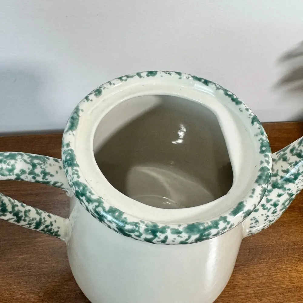 Vintage Apple Green Spongeware Teapot THT 1995 Tenderheart Treasures 9